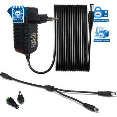 Netzteil 12V 2000mA AC Adapter 3m Kabel 100-240V 50-60Hz DC Stromversorgung 2A