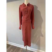 Camomilla Italia Coral Button Front Midi Shirt Dress NWT IT 46 US Large
