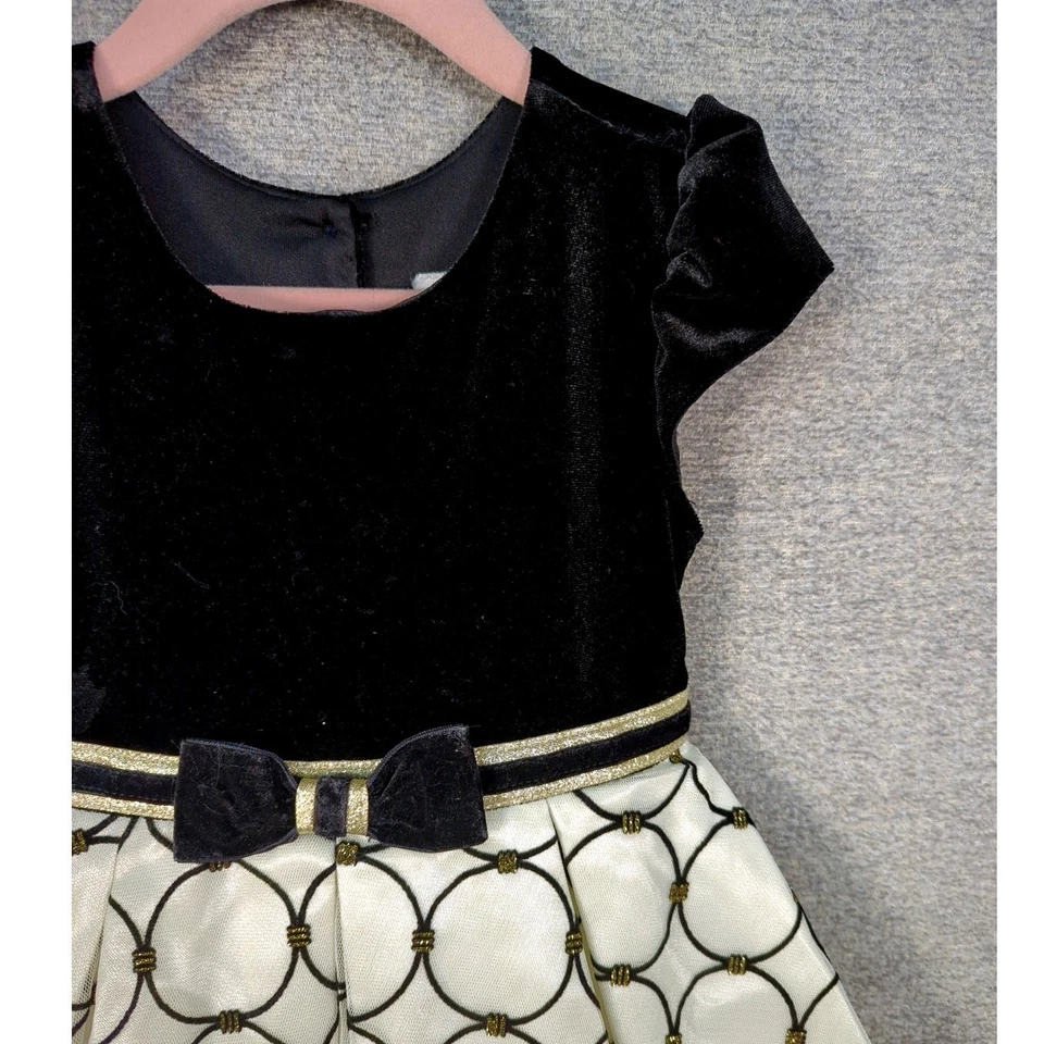 Vestido Jona Michelle Terciopelo Negro y Tul Blanco Talla 3T Foto 2 de 4