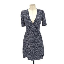 NWT & Other Stories Wrap Mini Dress Short Sleeve Floral Navy Blue White Size 0