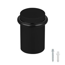 Floor Door Stopper Heavy Duty Solid Steel Anchor Screw Black 2 Inch
