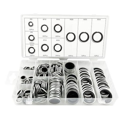 150 Pcs Automotive Self-Centered Bonded Seal Gasket Oil Washer Assortment Kit