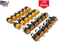 12 set 24pcs male female 3 prong replacement electrical plug for extension cord
