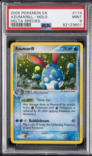 2005 POKEMON EX DELTA SPECIES #114 AZUMARILL-HOLO PSA 9