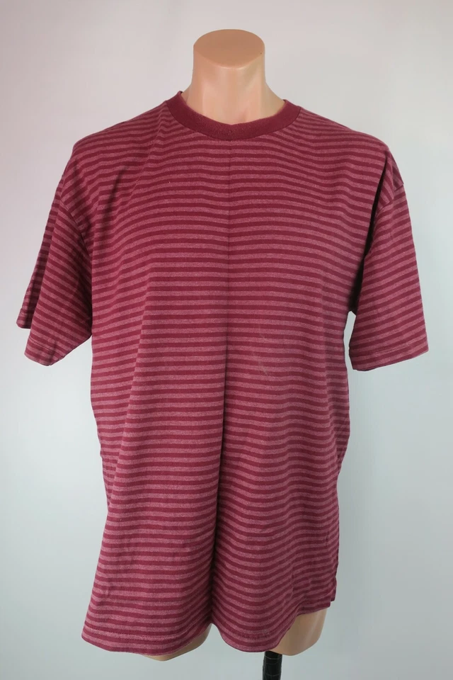 Camiseta De Colección Años 90 Gruesa Rayas XL Timbre Peso Pesado EE. UU. Tela Hipster Grunge Foto 3 de 4