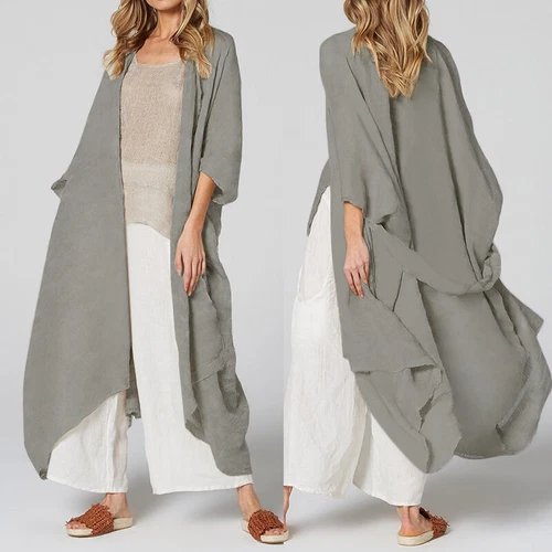 Womens Summer Holiday Kimono Cardigan Beach Open Front Top Long Coat Cover Up US - Picture 5 of 25