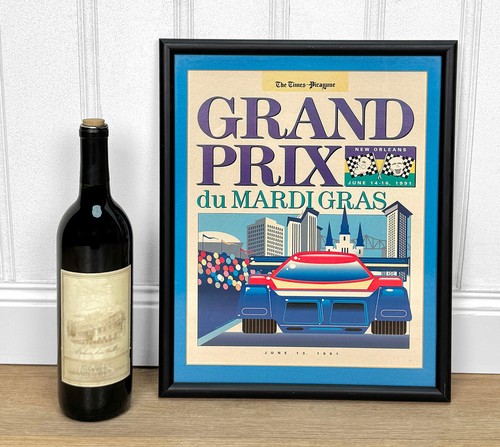 Vintage Modernist Grand Prix Du Mardi Gras Original Lithograph Framed Art - Picture 3 of 9