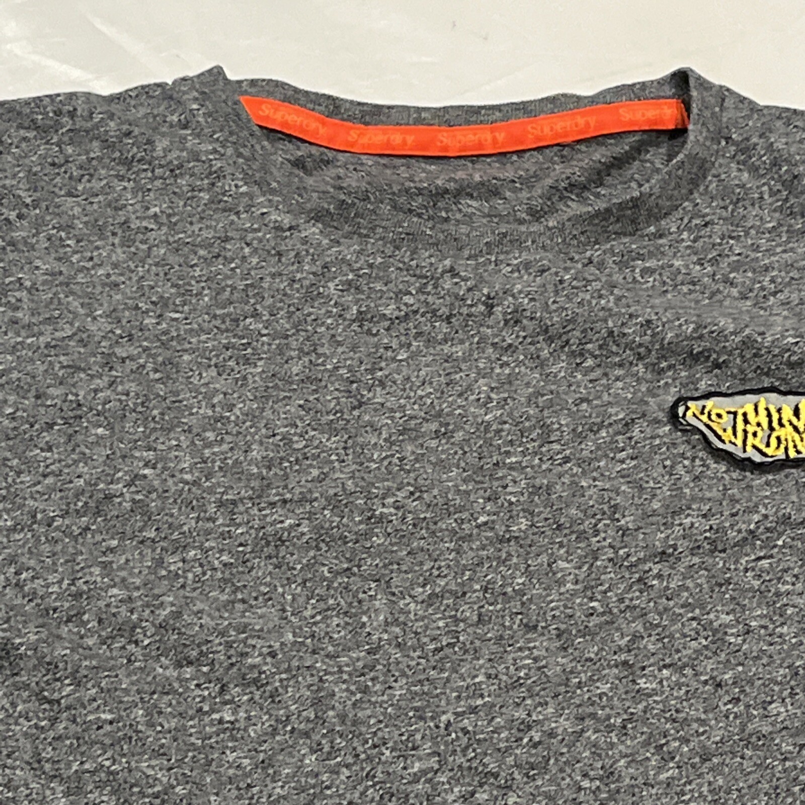 Superdry t-shirt authentic ‘Nothing’s wrong’ orange embellishment stitch LG image 4