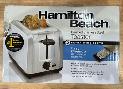 Hamilton Beach 2-Slice Brushed Stainless Steel Toaster 22910 2 Extra Wide Slots