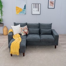 Modern L-Shaped Corner Sofa 2 3 Seater Armchair Couch With Footstool