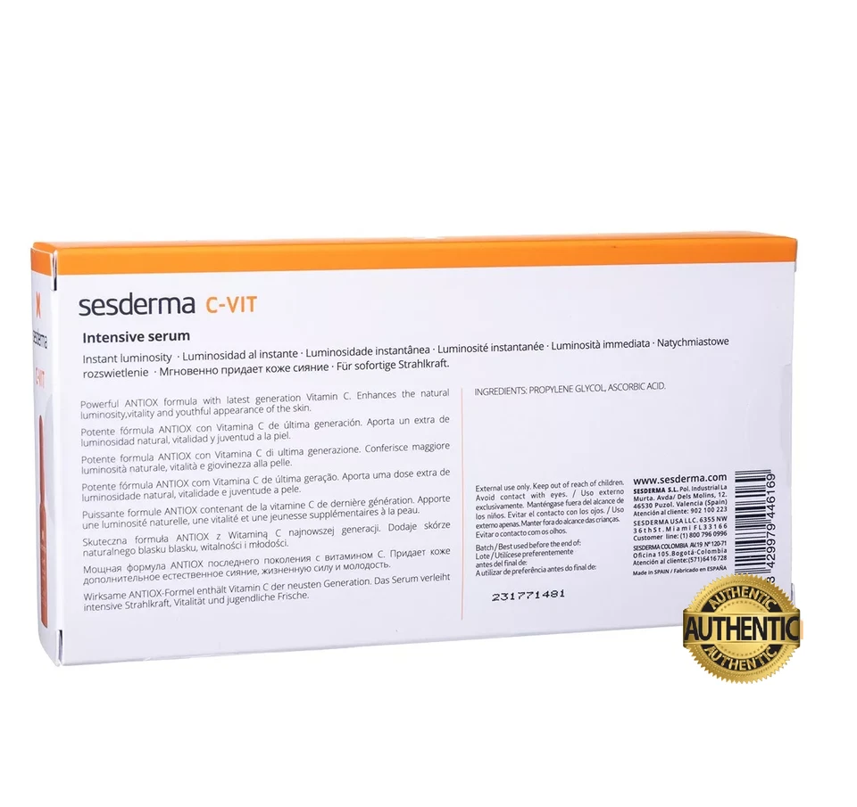 Sesderma C-Vit Intensive Serum Ampolas 10 x 0,05 fl oz VENDEDOR DOS EUA VALIDADE 01/2028 - Imagem 3 de 3