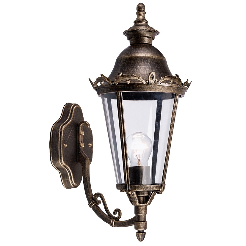 Lanterna da Parete Esterno Alluminio Nero Oro - Applique Classica E27