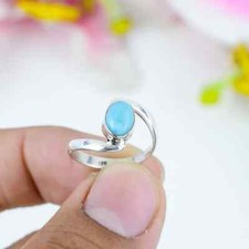 Larimar Gemstone Ring 925 Sterling Silver Handmade Ring Popular Gift Ring