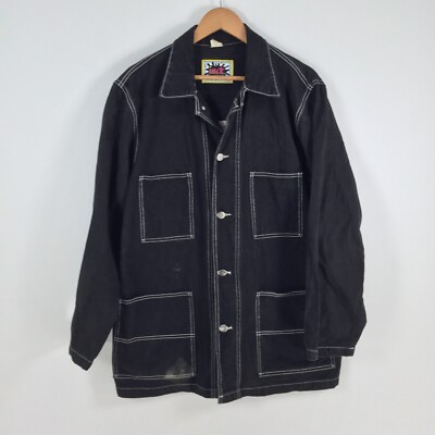 VINTAGE INck Merchandising Phantom mens denim jacket size L black cotton  022289