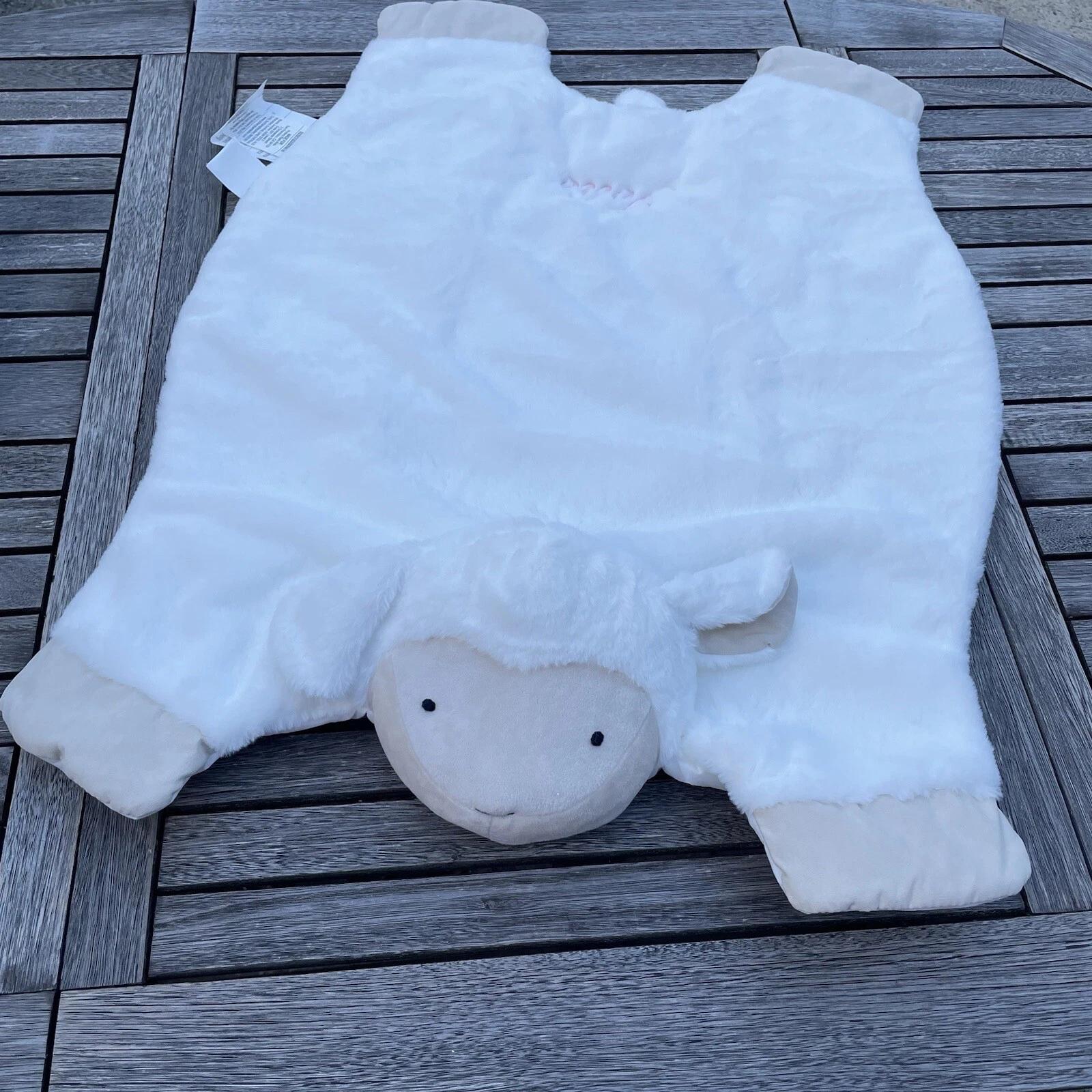 Pottery Barn Kids Lamb Critter Plush Play Mat White Ivory 32" Monogrammed NWOT
