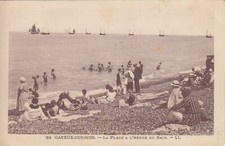 Carte postale ancienne CAYEUX-SUR-MER 24 LL plage l'heure du bain timbrée 1928