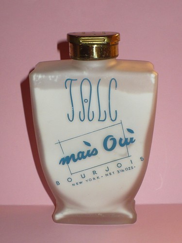 MAIS OUI BY BOURJOIS 3.25 OZ. POWDER TALC RARE GLASS CONTAINER