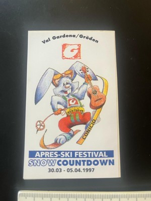 Gröden Val Gardena Aufkleber Sammler historisch selten Apres Ski Festival 1997