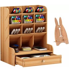 Wooden Desk Organizer Multi-Functional DIY Pen Holder Organizer for Desk Desktop