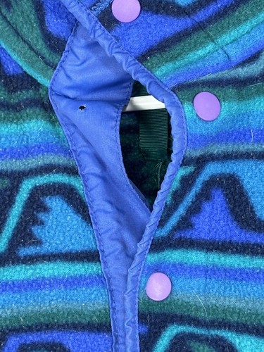 VTG Patagonia Kids Aztec Waves Fleece 1/4 Snap T Pullover Size 12 Made USA READ - Picture 7 of 18