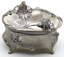 Vintage W.B. Mfg. Co. (Weidlich Bros) Art Nouveau Metal Trinket Jewelry Box