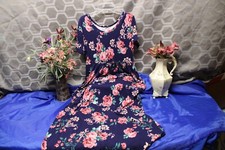 GRECERELLE Women's Clothing Dresses Blue Floral Pullover Maxi  Size Large  New