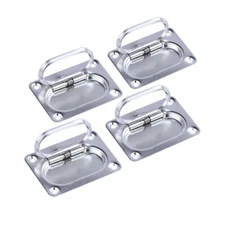 4Pcs Marine Stainless Steel Boat Spring Lift Handle Ring Flush Pull Hatch Latch 