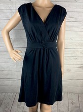 Old Navy Solid Black Dress Small Sleeveless V-Neck Casual 100% Cotton Flared
