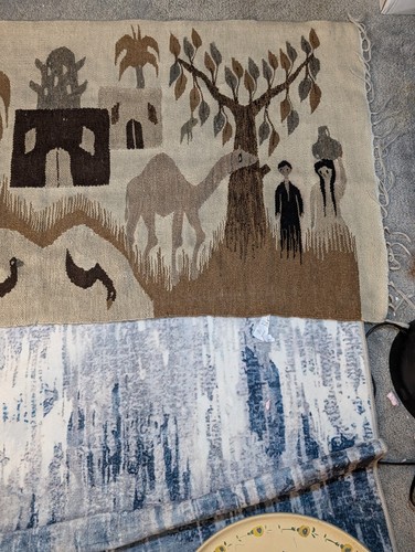 Tappeto kilim lana tessuto a mano tessuto piatto SCENA CAMMELLO marroni Egitto tappeto turco vintage - Foto 7 di 12