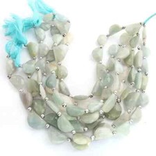1 Strand Aquamarine Briolette Beads, D Shape Faceted Beads, 8 Inches, 19mmx13mm