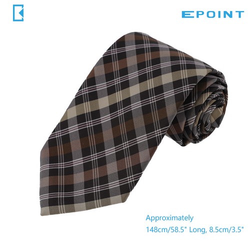 Epoint EAAC0057 Black Tan Check Tie Mens Tie Luxury Formal Neck Tie - Picture 2 of 3