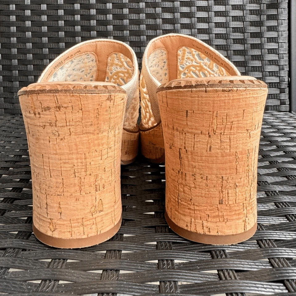 Sandalias Lucky Brand Talvy Plataforma Macramé Slide Tacones Boho Corcho Talla 5M Foto 4 de 4