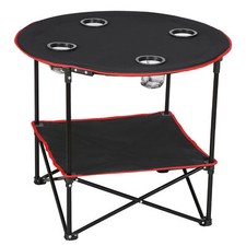 Mesa de picnic plegable portátil de 28" mesa de playa de lona para acampar al aire libre negra
