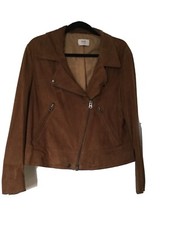 Hush Tan Suede Biker Jacket Size 14