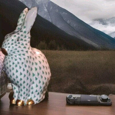 Hungary   Herend Fabulous Green & Gold Signature Fishnet Rabbit A Must Have 