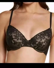 Natori Sheer Glamour Full Fit Contour Underwire Bra 731252 nude black NEW
