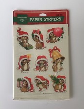 NEW Vintage 1984 Hallmark Ambassador 4 Sheet Christmas MOUSE Sticker Pack SEAL