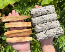 4 White Sage Smudge Sticks + 4 Palo Santo Wood Sticks - House Cleansing Bundle