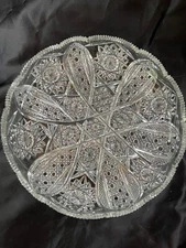 American Brilliant Period Heavy Sharp Deep Cut Shallow Bowl 11" Round