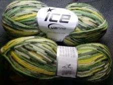 2x Ice Yarns Royal Sock Yarn green 75% Superwash Wool 25% Polyamide Nylon 50g