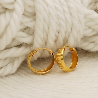 #ad 22k Gold Hoop Earring 22kt Fine Gold Women Earrings 22k916 gold $842.52