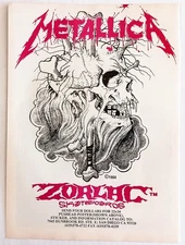 ZORLAC METALLICA SKATEBOARD~PUSHEAD ART~1990 PROMO PRINT AD ADVERT POSTER PINUP