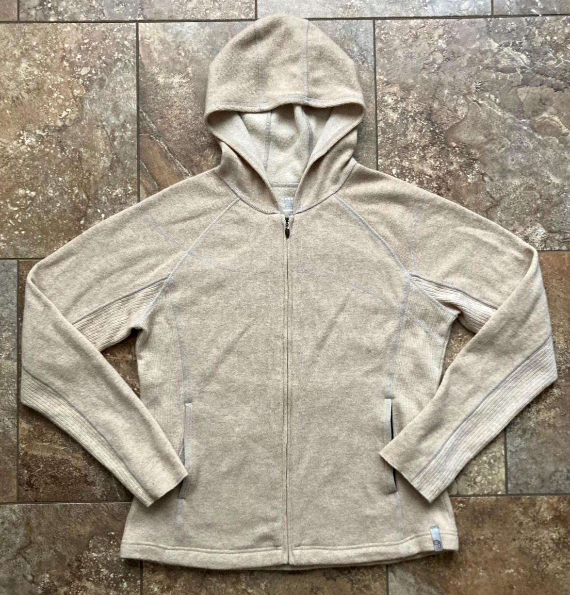 Mountain Hardware Womens Sweater Jacket size XL Oatmeal Wool Blend Full Zip