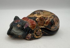 Statuina gatto addormentato Satsuma vintage - Made in China - dipinta a mano