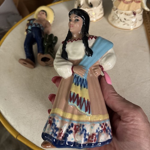 Arte Cerámico Vintage Hombre Con Sombrero Y Mujer Con Pelo Trenzado - Imagen 9 de 14