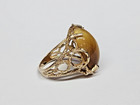 STATEMENT 9.6k Gold BRUTALIST Cat's Eye Quartz Cabochon Ring Sz 7.50 — photo 7