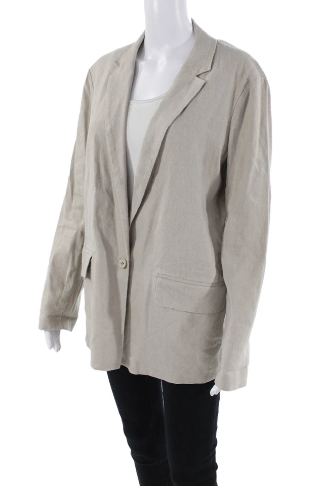 Blazer feminino Pure DKNY de linho bege tamanho M - Imagem 3 de 4
