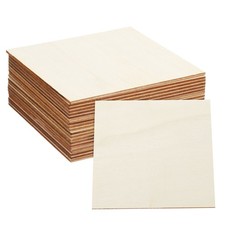 20pcs 5" x 5" x 0.1" Unfinished Wooden Squares Blank Wood Slices for DIY Crafts