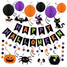 Happy Halloween Banner Party Garland Halloween Hanging Decoration Set Include