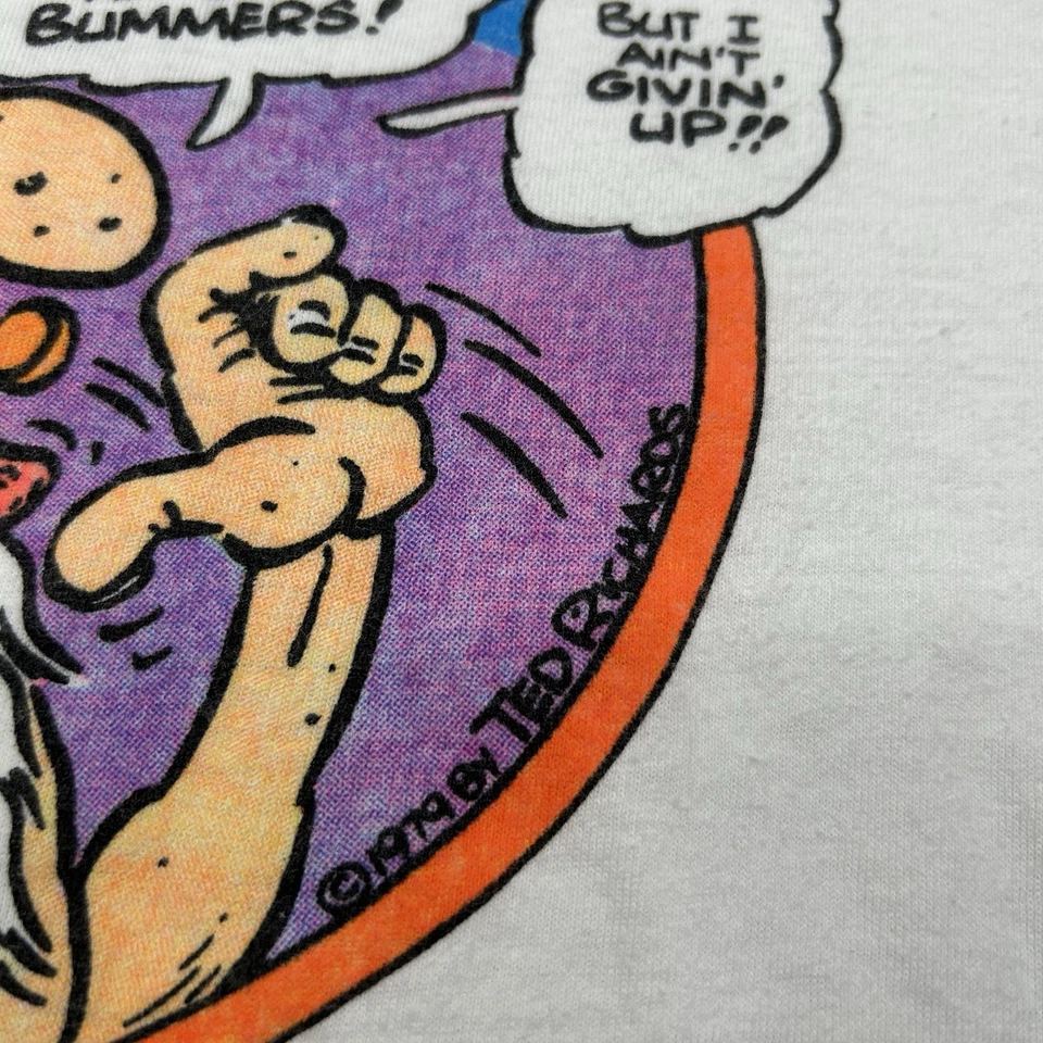 Vintage 70s Forty Year Old Hippie Tshirt Parody Drugs Size XL Humor Funny - Image 4 of 4